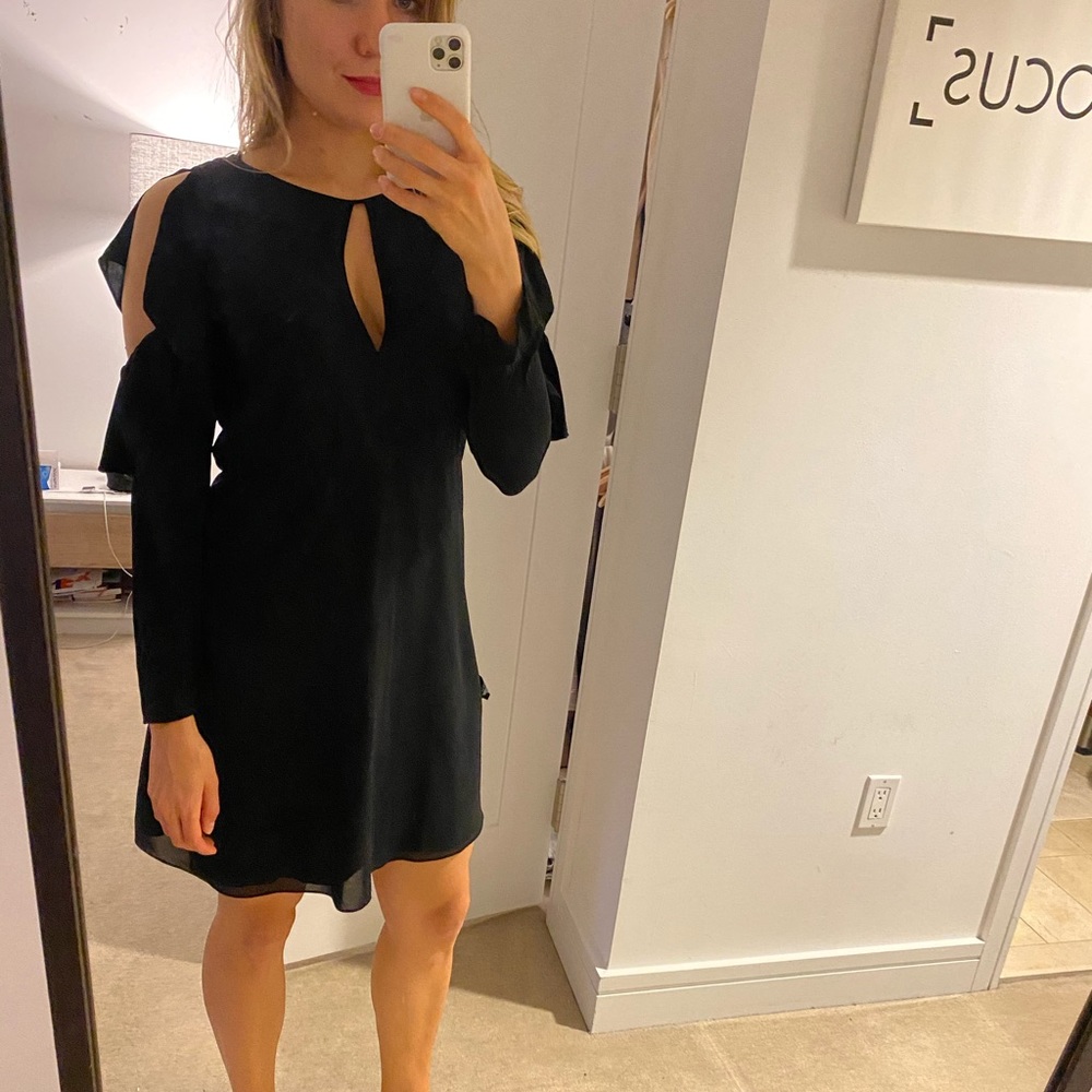 Theory Black Open Shoulders dress